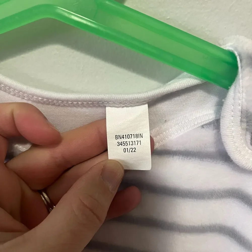 Nordstrom Baby White & Grey Striped Fleece Sleep Sack 0-12 months NWOT
